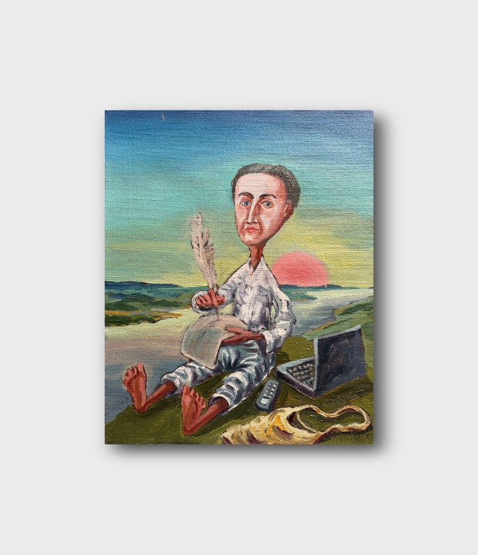 Vintage Oil painting Hryhorii Skovorod portrait Ukrainian painte Canvas original