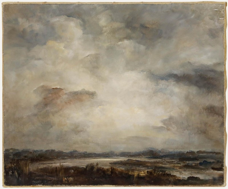 Manner of J.M.W. Turner – Late 19th Century Oil, Rain Over the Marshlands
