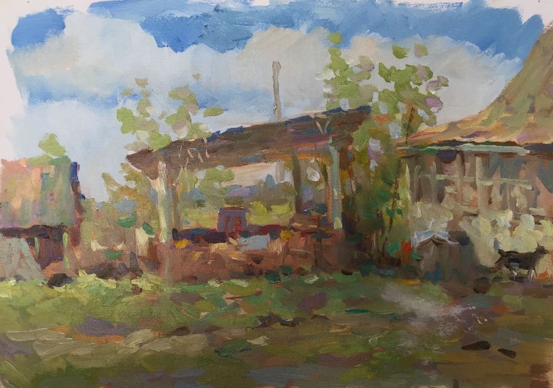 Oil painting road Ukrainian painter Canvas Unframed Decor original landscape art