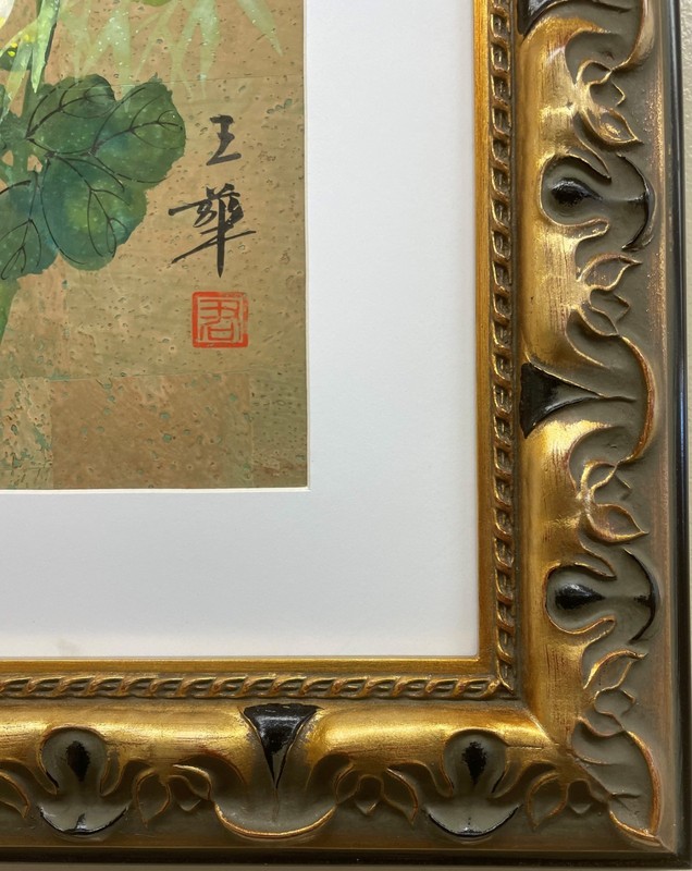 Dyen "Songbird " Hand Signed Original Painting on Cork Framed Asian Art NEW gallery