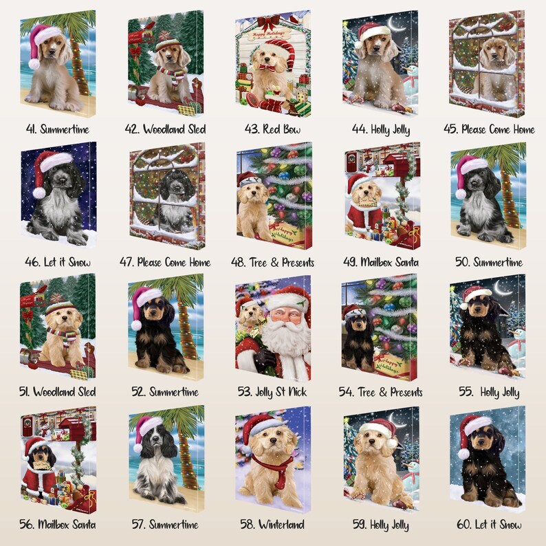 Cocker Spaniel Dog Canvas .75" Personalized Digital Painting Christmas NWT gallery