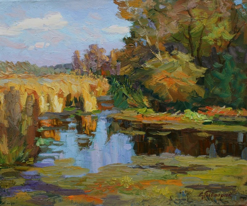 Original Autumn Day Landscape Oil Artwork Impressionism ART