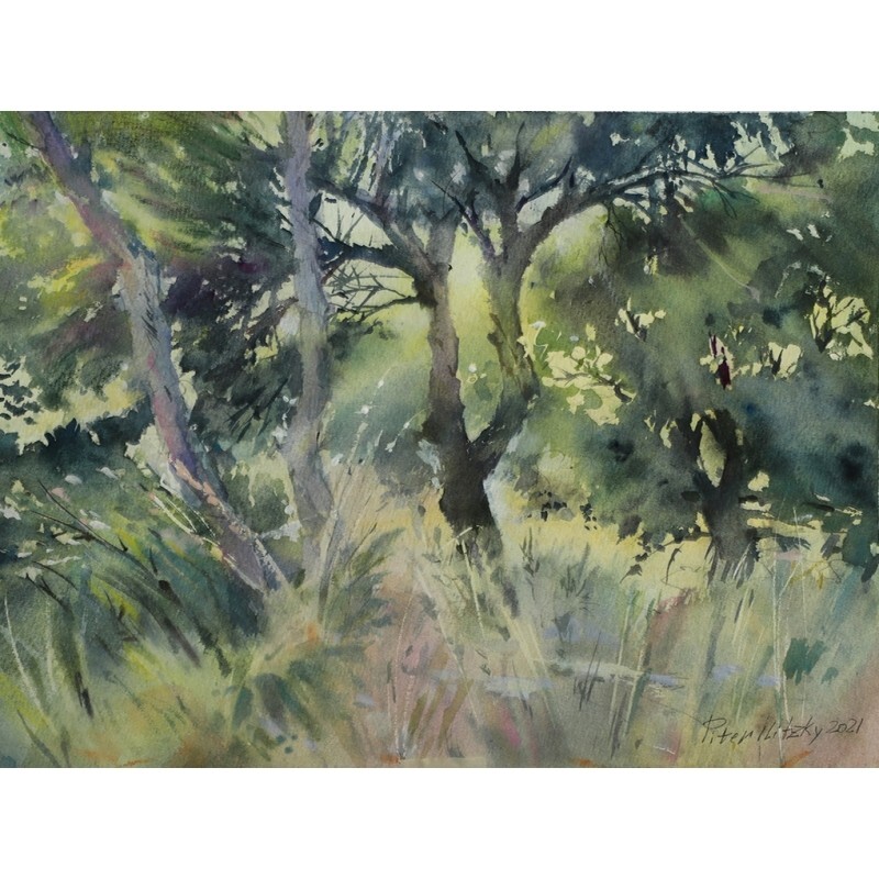 ORIGINAL Painting Impressionism Landscape Morning 10.2″x14.1 Piter Ilitzky