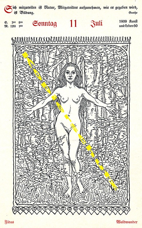 Fidus Waldwunder Frau Erotik Poesie Lebensreform Nordland Jugendstil Goethe 1910