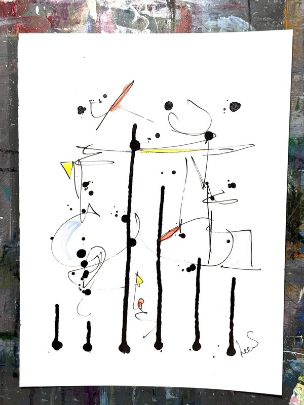 Original Abstract Expressionism 9X12 Paper Colorful Minimalist Handmade Signed 8 gallery