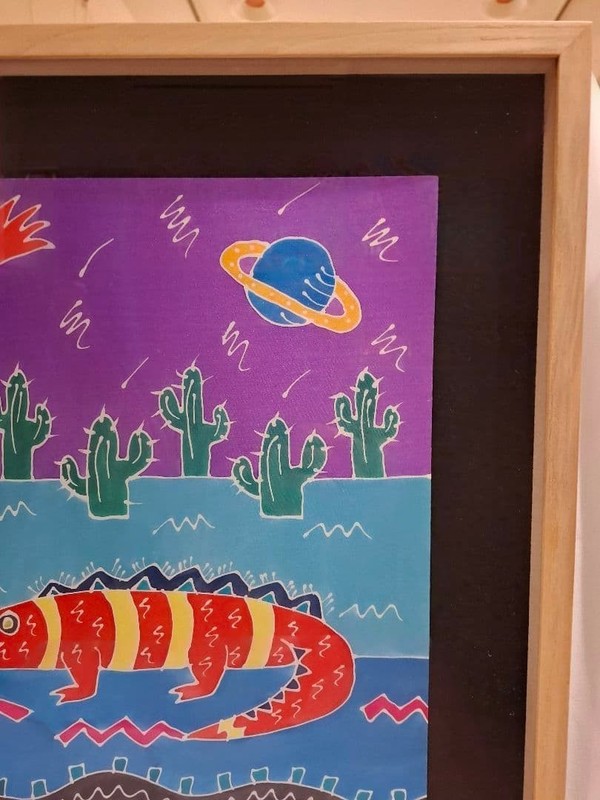 Judith Geiger Lizard Silkscreen Textile Art Signed Framed gallery