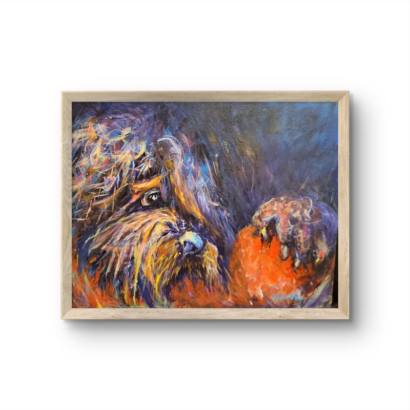 Original Painting Labradoodle 14 X 11 Expressive Acrylic Handsigned Art