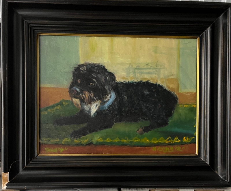 Oil On Canvas By HOWARD COHEN Titled «My Companion» Portuguese Water Dog 2011
