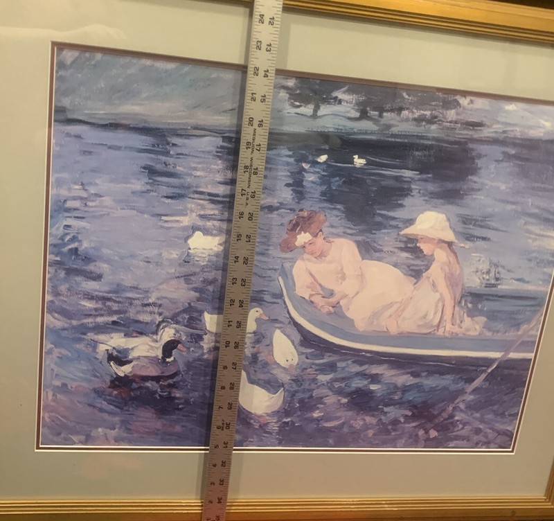 Wood Framed Matted SUMMERTIME by Mary Cassatt Art Print (17x28 in 26x31 Frame) gallery