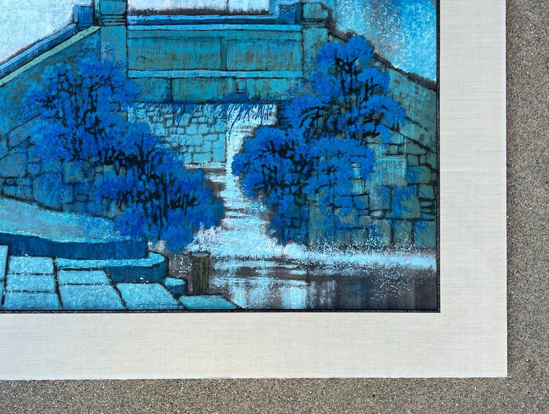 Original Chinese KE DENG (1936) "Garden, Pagoda, Suzhou" Ink and Color on Paper. gallery