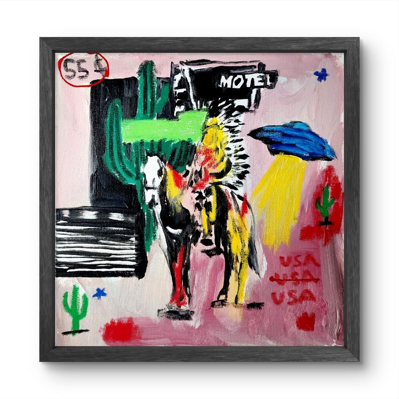 Aleph Original Art Native American 12×12 Neo Expressionist Painting Canvas