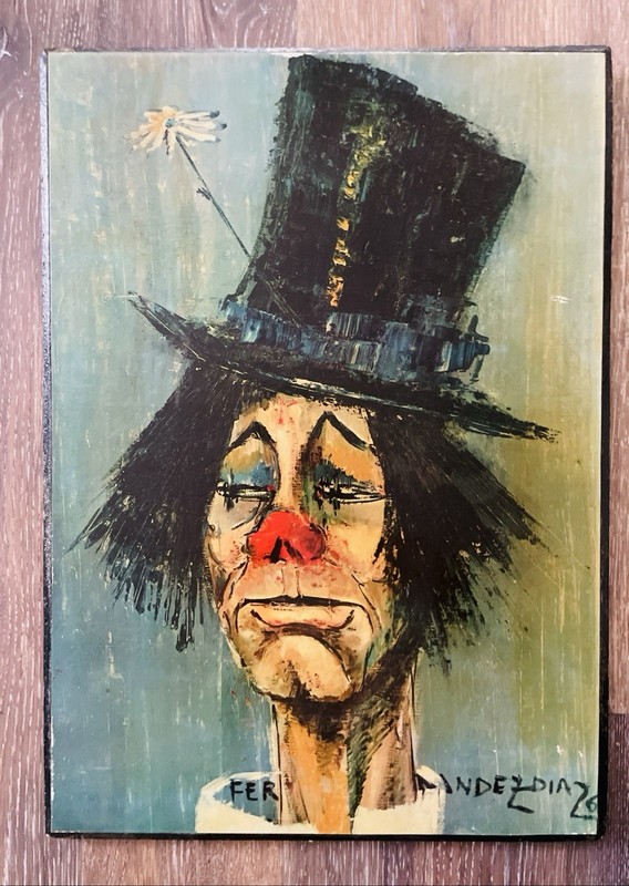Vintage Clown au Chapeau Print 21x15” Wood Panel Rosy Fernandez Diaz Print #6