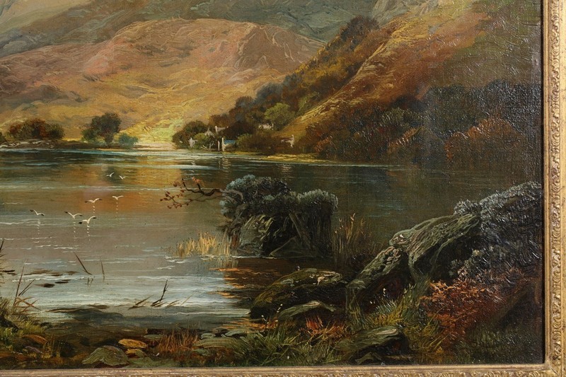 original antique CLARENCE HENRY ROE 1850-1909 signed oil painting landscape gallery