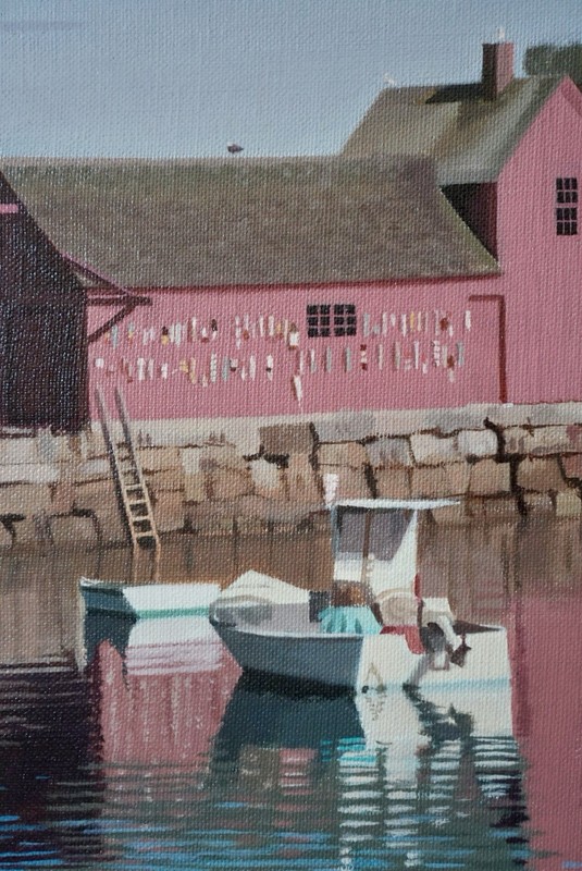 Coastal Harbor Original Painting 35x29 in - Large Acrylic Art on Canvas gallery