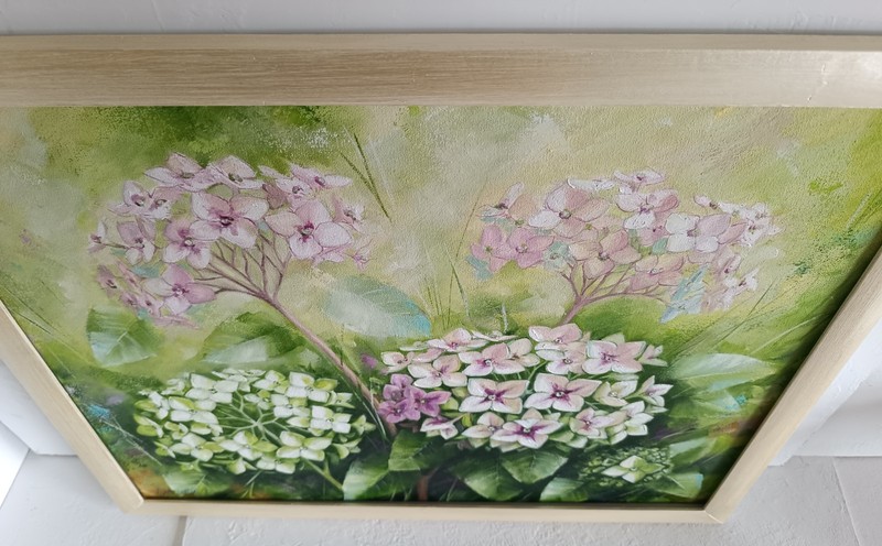 Hydrangea Garden Oil Painting on Canvas Floral Artwork 13x15 in gallery