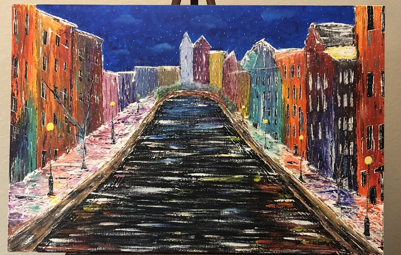 Richard Coble Original 24”x 36” Painting “ Snow Day”