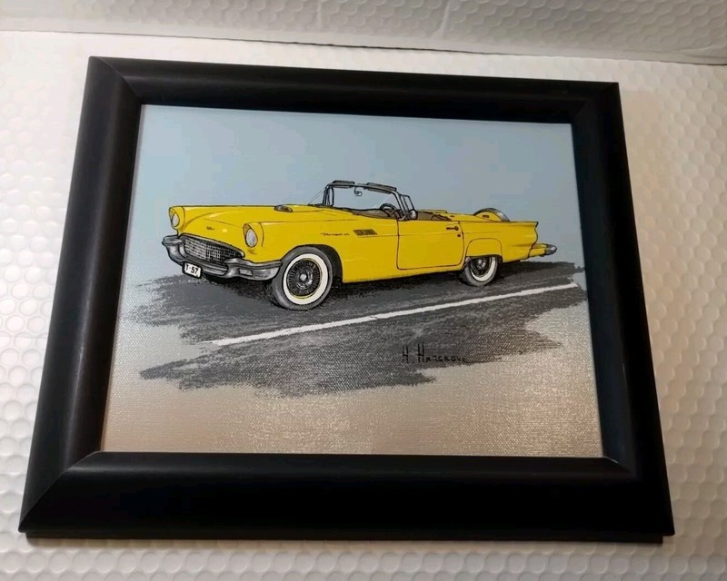 Vintage Canvas 1957 Thunderbird Painting By H.Hargrove