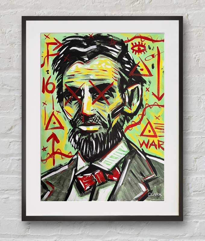 Vibrant Abraham Lincoln Graffiti Portrait – 16×12″ Acrylics On Stretched Canvas