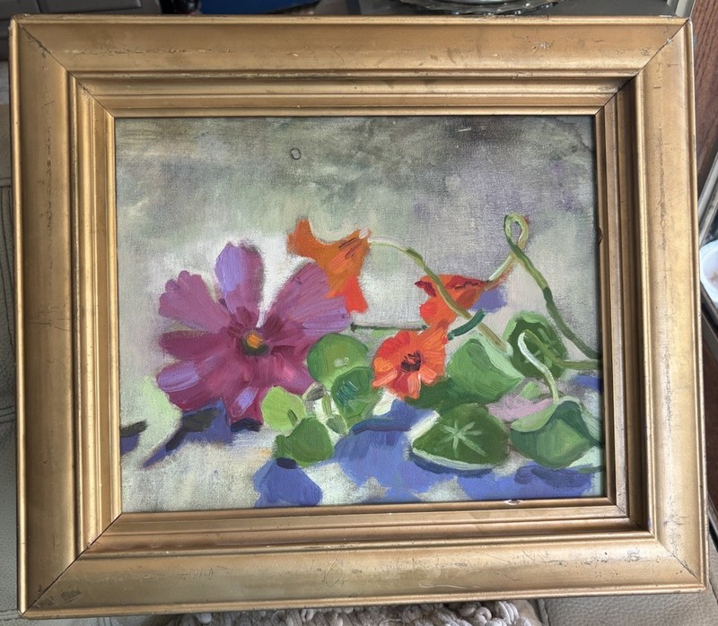 Molly Flannery Original Framed Oil Painting Floral Still Life 18 x 15 Signed gallery