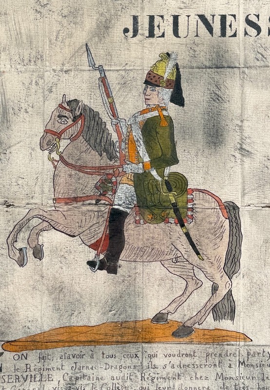 Antique Watercolor Painting French Military Soldier Calvary Dragoon 18th Century gallery