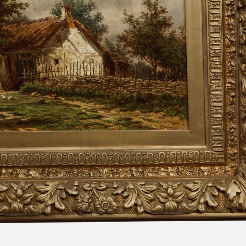 Jan van Lokhorst (1867) Dutch Barbizon Landscape Painting "A Rural Cottage” gallery