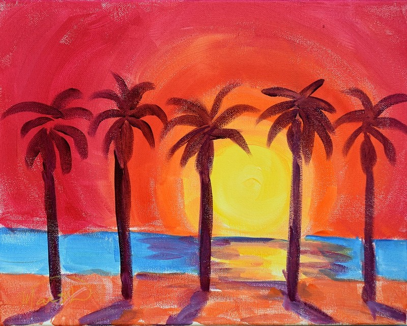 Original 11x14 Expressionism Pop Art Palms Abstract Acrylic Canvas Signed Decor gallery