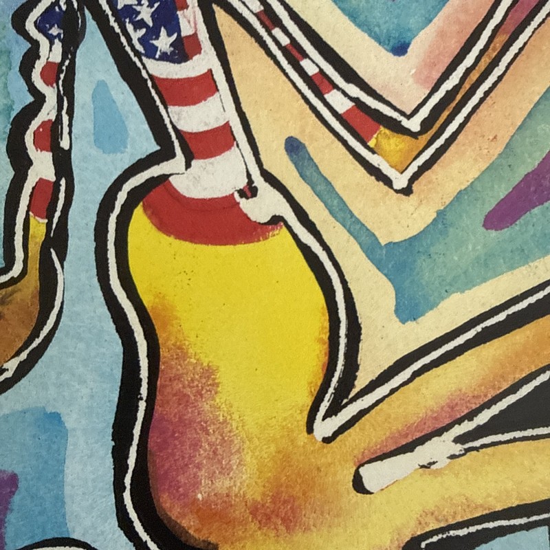 Whimsical Surrealist Sandra Halpern Stein Patriotic Jazz Print Matted Not Framed gallery