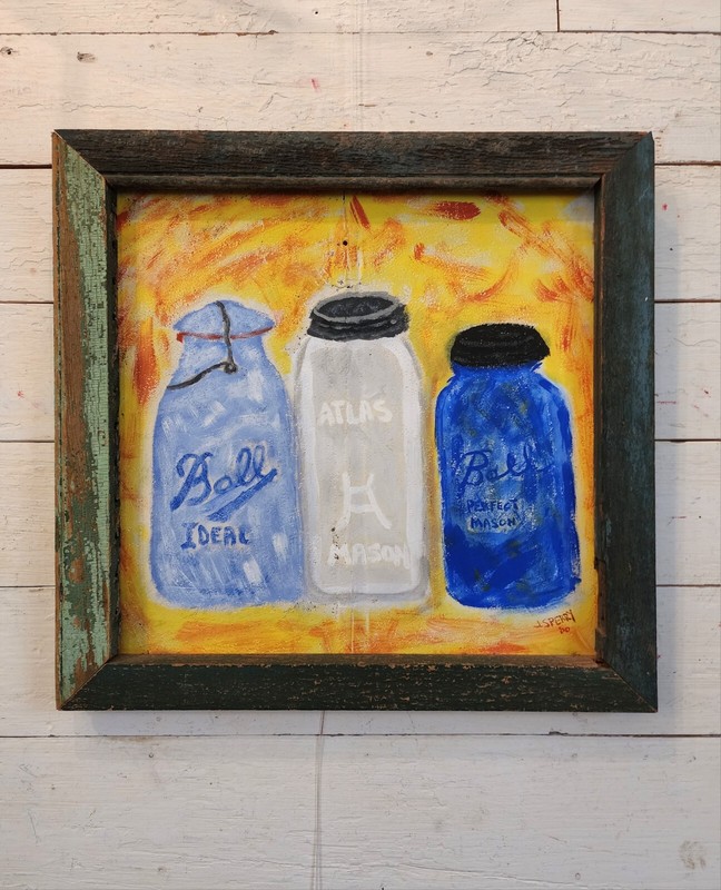 John Sperry Southern Primitive Folk Art Painting My Early Works "Mason Jars" gallery