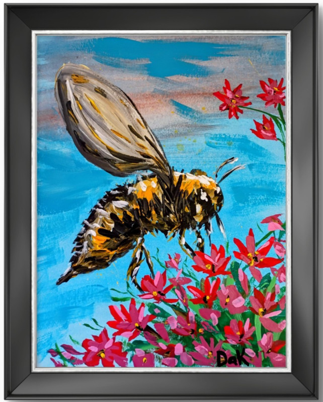 Bumble Bee Blue 9×12 Thick Watercolor Paper Original Art Expressionism Abstract