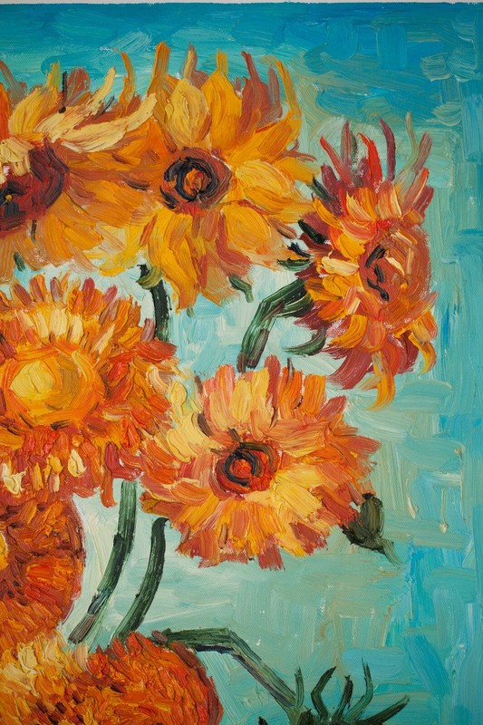 "Vase With Sunflowers", Original Impressionism Fine Art Oil on Canvas, 24"x20" gallery