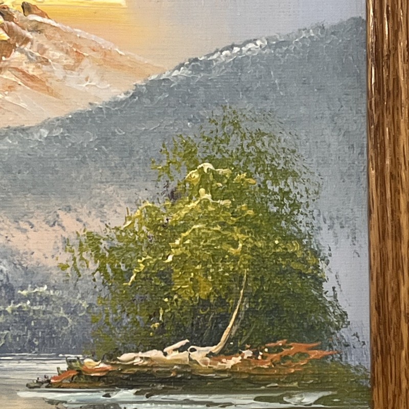 G Whitman Oil On Stretched Canvas Mountain River Scene Framed 8”x10” Original gallery