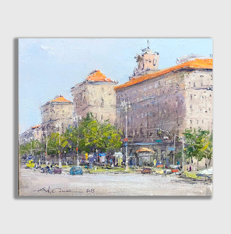 Oil painting Kyiv Ukrainian painter Canvas Decor Unframed original landscape