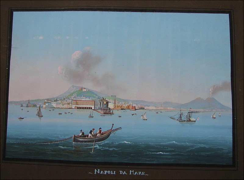 Altes Gemälde Tempera Neapel Napoli um 1850 Maße 29 cm x 43 cm