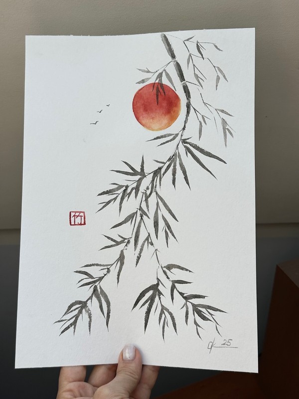 Bamboo Original paintings A4 Sun oriental japanese chinese brush painting sumi-e gallery