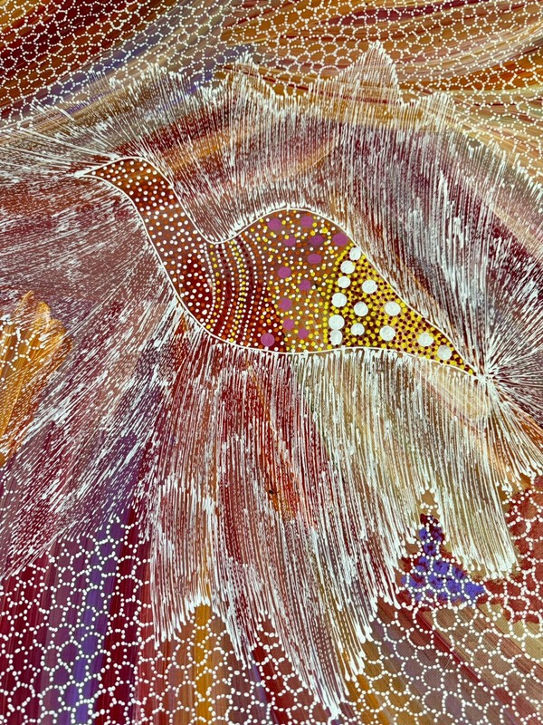 Jedda Purvis Kngwarreye. Authentic Aboriginal Art. Size 150cm x 100cm,Pencil Yam gallery