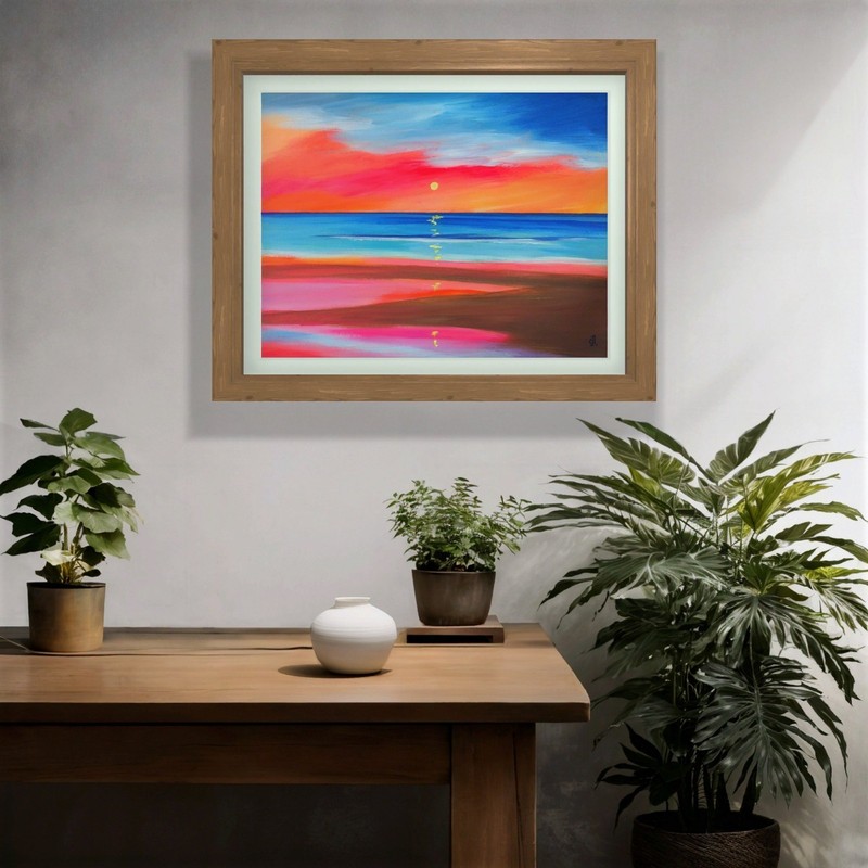 Original Painting. Hand-Painted Canvas. Beach Sunset. Ocean Art. 11x14" OOAK gallery