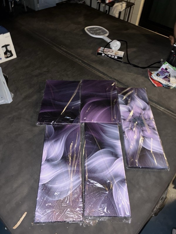 Purple Abstract Floral Multi-Panel Canvas Art Painting Set gallery