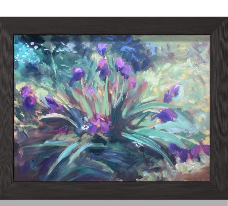 PDQ Artist Original Painting Landscape Iris Garden Impressionism Acrylics 18×24