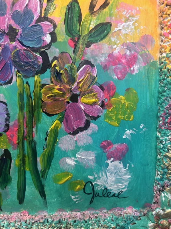 Overbloom: Original Painting Frame, Flowers 10x12 Home Decor gallery