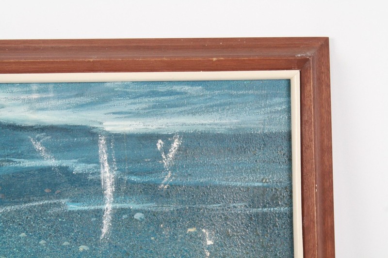 Vintage Children Playing On The Beach Oil Painting On Canvas Signed Illegible gallery