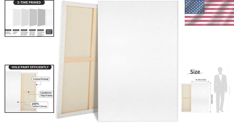 Versatile Large 36x48 Inch Blank Canvases for Oil & Acrylic Painting - 2-Pack gallery