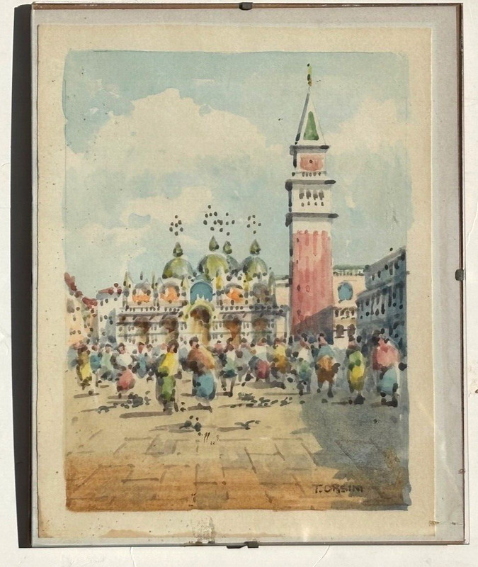 Toni Orsini Watercolor Painting St Mark’s Square Venice Italy 9×7