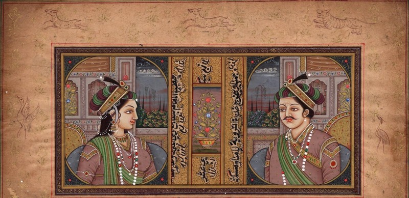 Mughal Miniature Portrait Painting Indian Islamic Handmade Ethnic Moghul Art