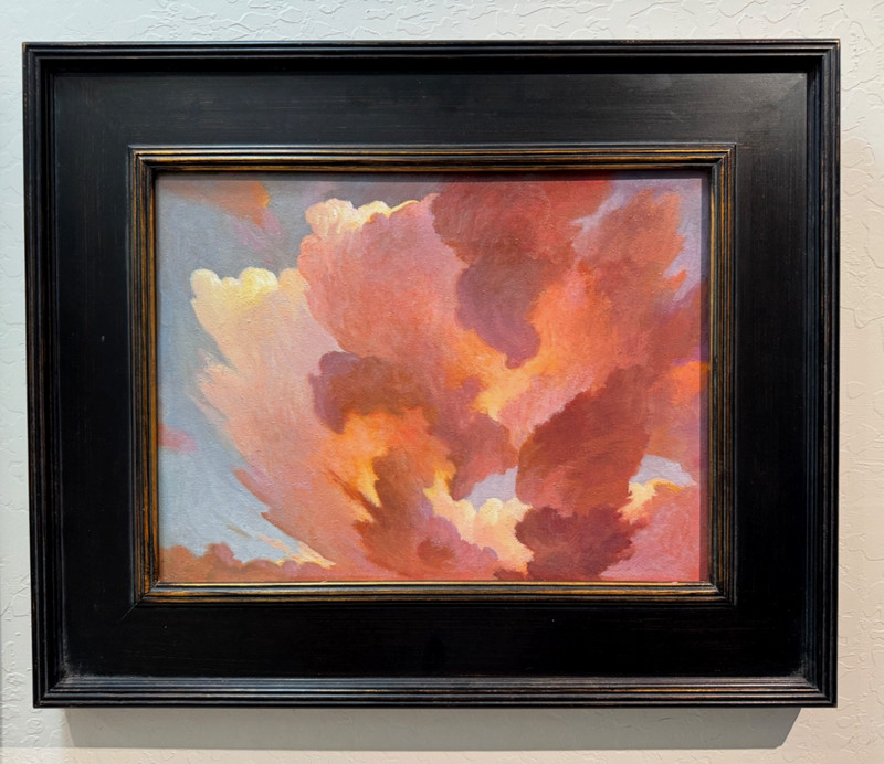Sunset Clouds Calm Afternoon Signed YASAMI oil painting canvas framed 22″ x 18″