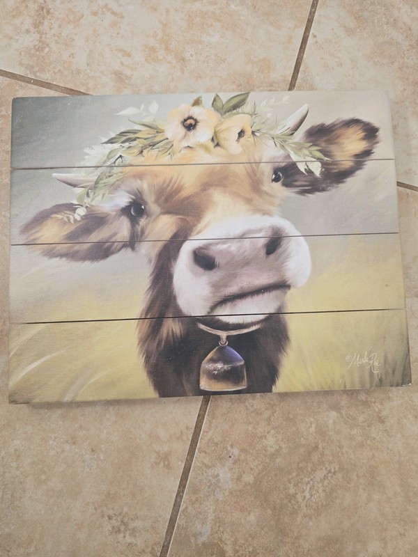 12’×91/2′ Rustic Pallet Aer Cow Painting Made In Lancaster PA Wall Art