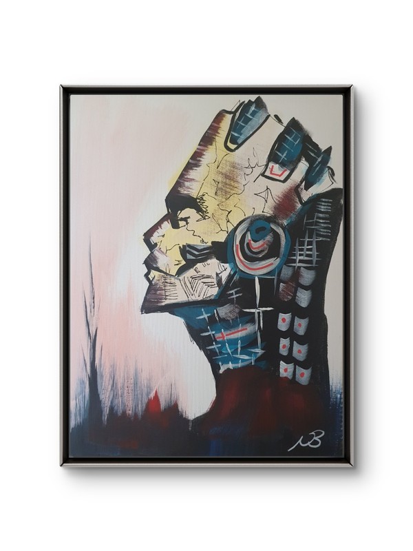 ORIGINAL ACRYLIC PAINTING 12×16 CYBERPUNK ABSTRACT HOME WALL ART HAND PAINTED