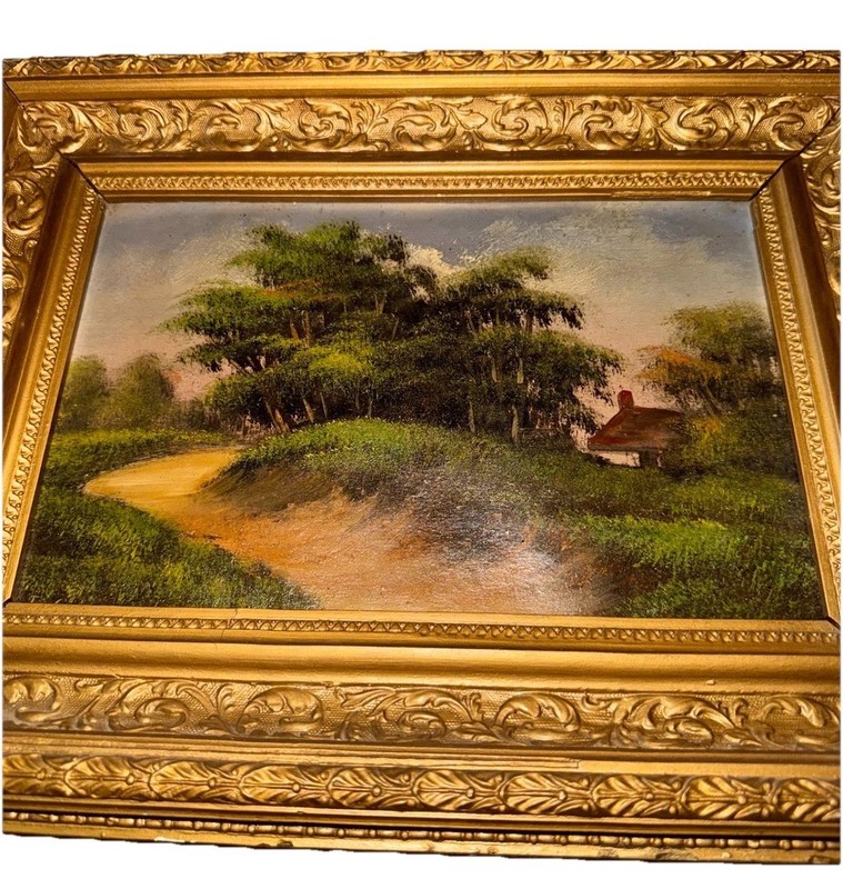 ANTIQUE English 1800s Gilt Framed Landscape Oil Painting 19th C *Pair Available