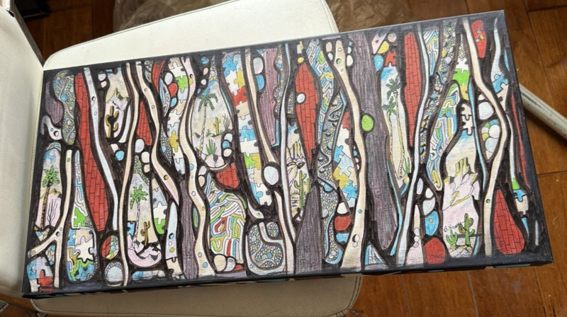 Original surrealist painting “Between Worlds” by Brian Hansen, listed, signed