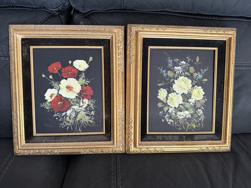 Lot of Two Flower Oil Paintings. Home Galleries Oil Certified Paintings. Framed
