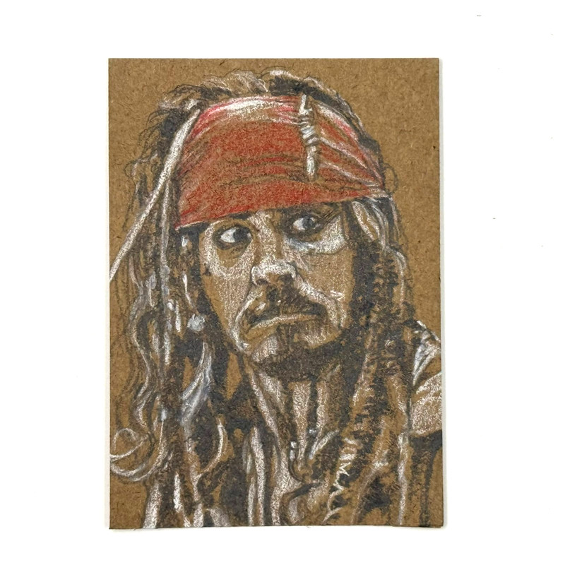 ACEO Original JACK SPARROW «JACK 01″ Pencil Sketch FAN ART 1/1 2.5″x3.5»